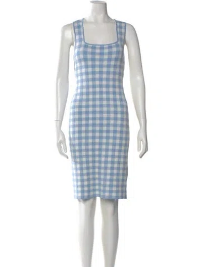 Pre-owned Staud Plaid Print Knee-length Dress In Multi