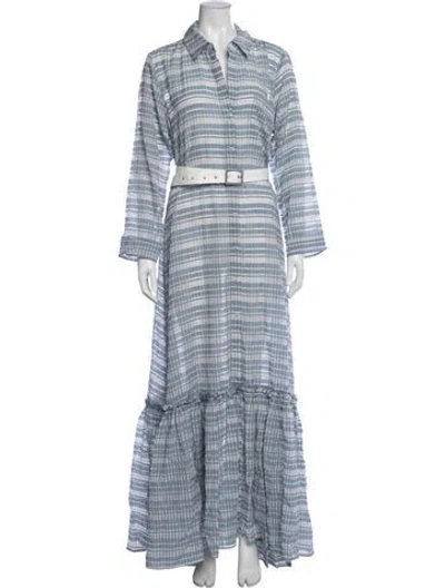 Pre-owned Staud Plaid Print Long Dress In Multi
