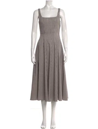 Pre-owned Staud Plaid Print Long Dress W/ Tags In Multi