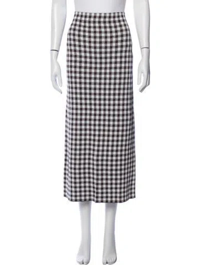 Pre-owned Staud Plaid Print Long Skirt W/ Tags In Blue