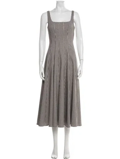 Pre-owned Staud Plaid Print Midi Length Dress In Multi