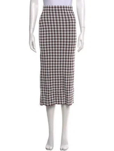 Pre-owned Staud Plaid Print Midi Length Skirt In Blue