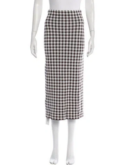 Pre-owned Staud Plaid Print Midi Length Skirt In Blue