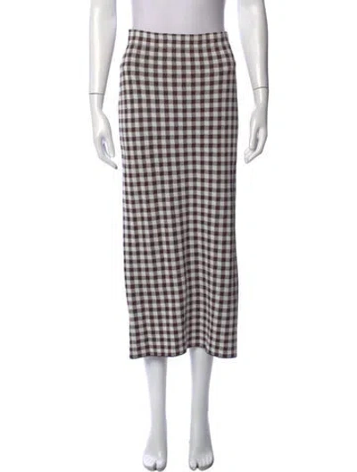 Pre-owned Staud Plaid Print Midi Length Skirt In Blue