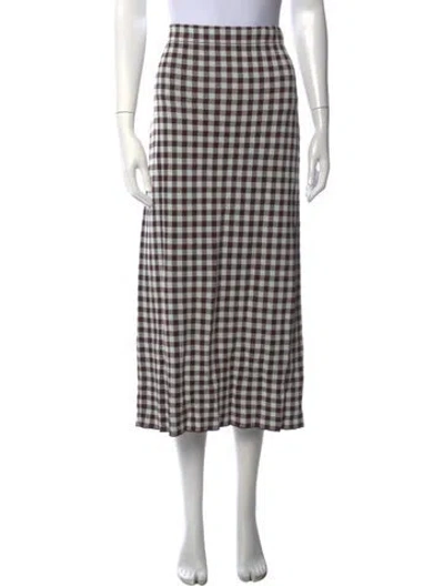 Pre-owned Staud Plaid Print Midi Length Skirt In Multicolor