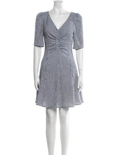 Pre-owned Staud Plaid Print Mini Dress In Blue