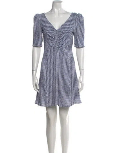 Pre-owned Staud Plaid Print Mini Dress In Blue/white