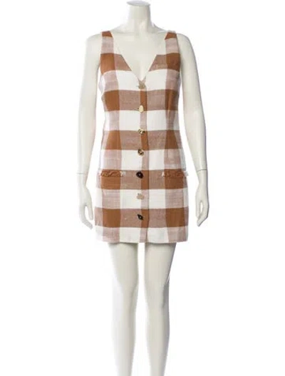 Pre-owned Staud Plaid Print Mini Dress In Multi