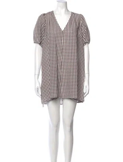 Pre-owned Staud Plaid Print Mini Dress In Multi