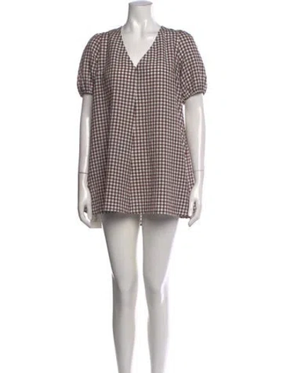Pre-owned Staud Plaid Print Mini Dress In Multi