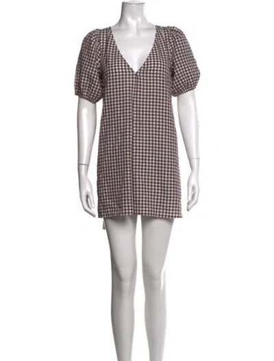 Pre-owned Staud Plaid Print Mini Dress In Multicolor