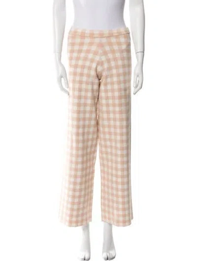 Pre-owned Staud Plaid Print Wide Leg Pants In Multi