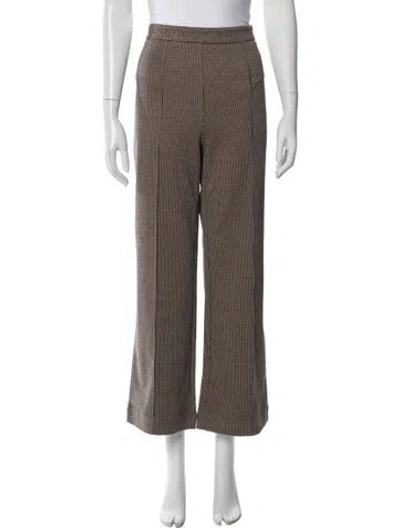 Pre-owned Staud Plaid Print Wide Leg Pants In Multi