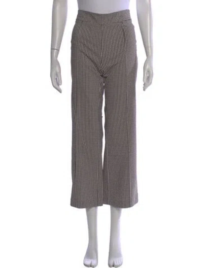 Pre-owned Staud Plaid Print Wide Leg Pants W/ Tags In Neutral