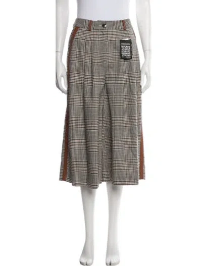 Pre-owned Staud Plaid Print Wide Leg Pants W/ Tags In Neutral