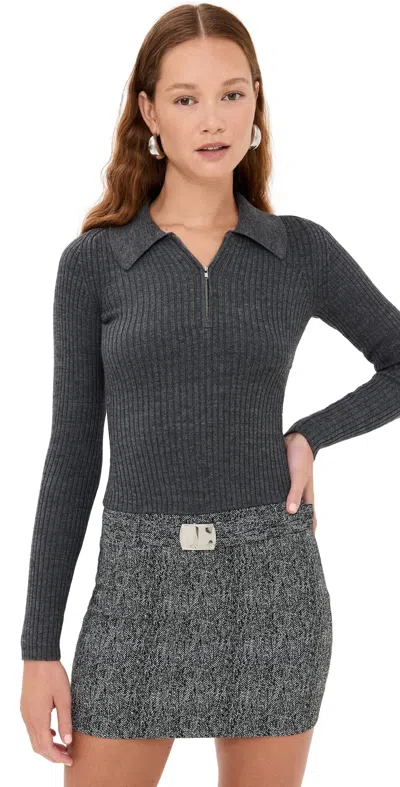 Staud Platt Mixed Media Long Sleeve Minidress In Textured Herringbone