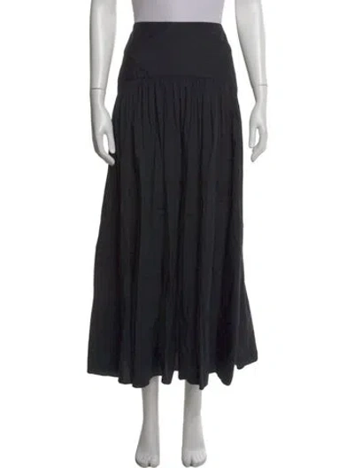 Pre-owned Staud Pleated Accents Long Skirt In Black