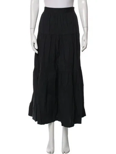 Pre-owned Staud Pleated Accents Long Skirt In Black