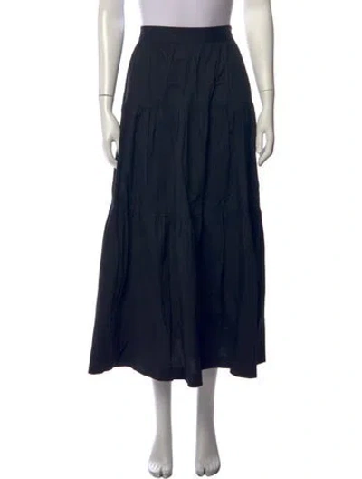 Pre-owned Staud Pleated Accents Long Skirt In Black