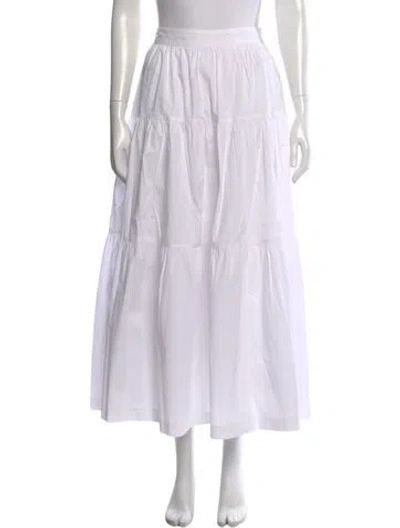 Pre-owned Staud Pleated Accents Long Skirt In White
