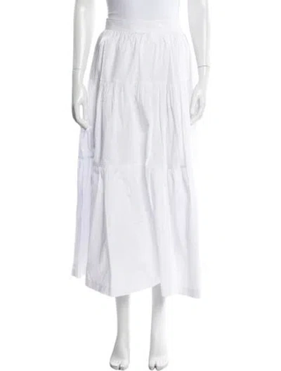 Pre-owned Staud Pleated Accents Long Skirt In White