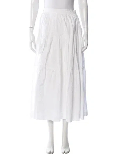 Pre-owned Staud Pleated Accents Long Skirt In White