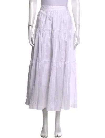 Pre-owned Staud Pleated Accents Long Skirt In White