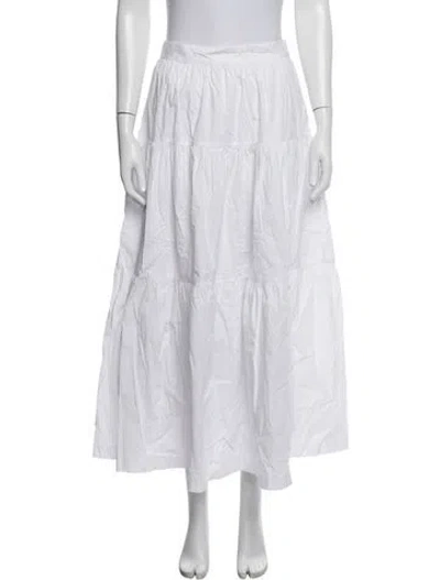 Pre-owned Staud Pleated Accents Long Skirt In White