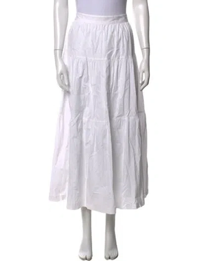 Pre-owned Staud Pleated Accents Long Skirt In White