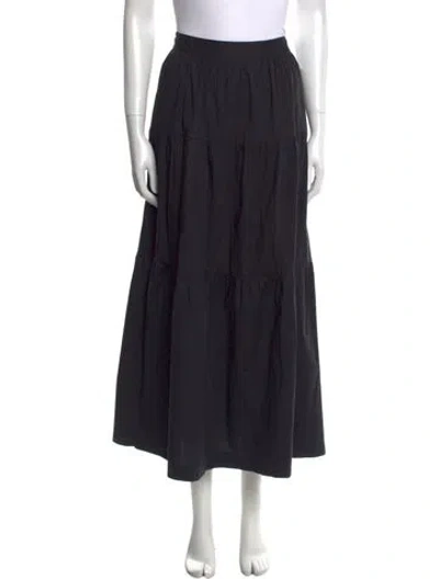 Pre-owned Staud Pleated Accents Midi Length Skirt In Black