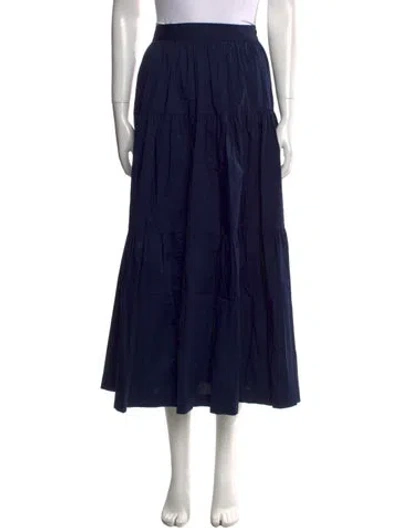 Pre-owned Staud Pleated Accents Midi Length Skirt In Black