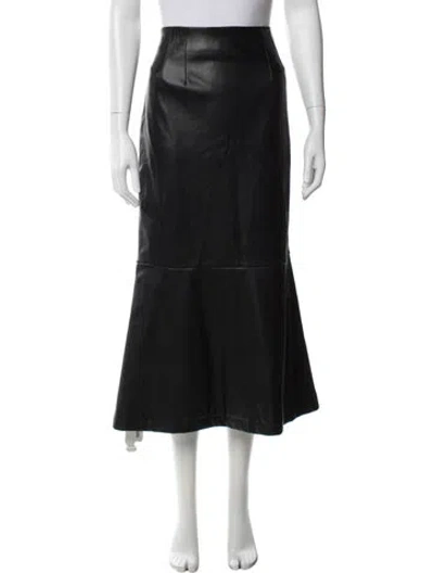 Pre-owned Staud Pleated Accents Midi Length Skirt In Black