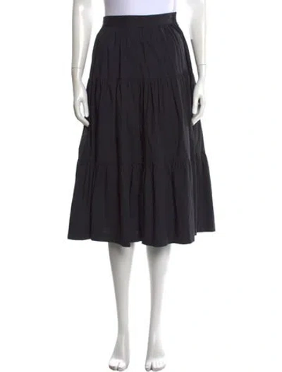 Pre-owned Staud Pleated Accents Midi Length Skirt In Black