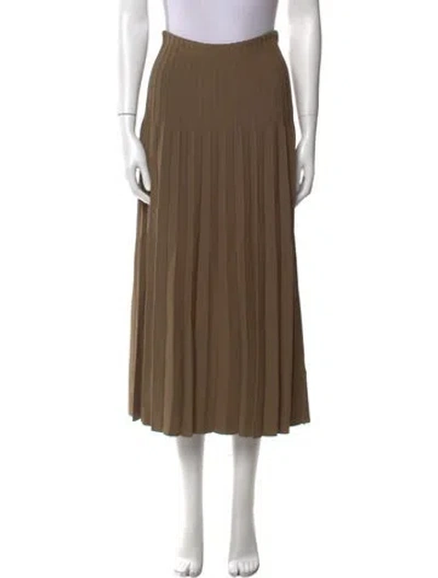 Pre-owned Staud Pleated Accents Midi Length Skirt In Brown