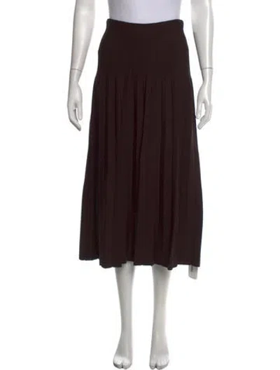 Pre-owned Staud Pleated Accents Midi Length Skirt In Brown