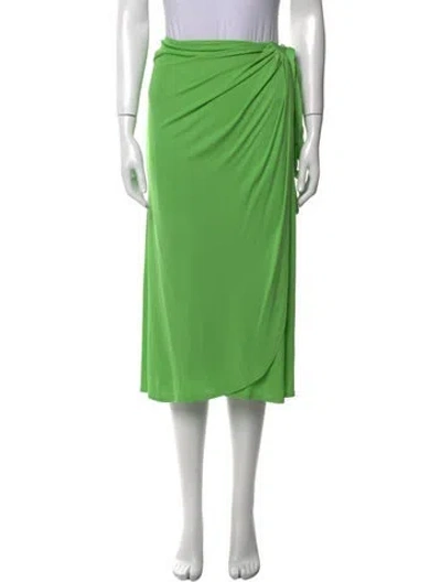 Pre-owned Staud Pleated Accents Midi Length Skirt In Green