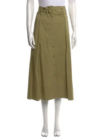 Pre-owned Staud Pleated Accents Midi Length Skirt In Green