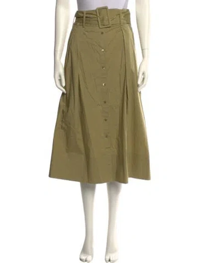 Pre-owned Staud Pleated Accents Midi Length Skirt In Green
