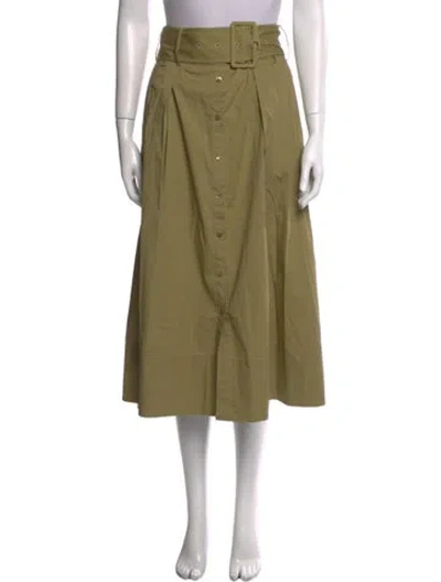 Pre-owned Staud Pleated Accents Midi Length Skirt In Green