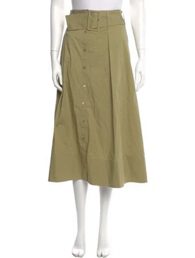 Pre-owned Staud Pleated Accents Midi Length Skirt In Green