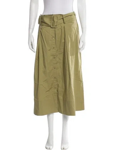 Pre-owned Staud Pleated Accents Midi Length Skirt In Green