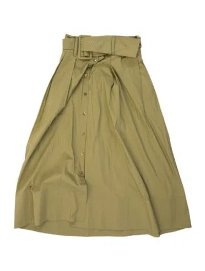 Pre-owned Staud Pleated Accents Midi Length Skirt In Green