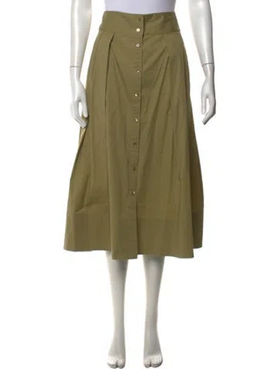 Pre-owned Staud Pleated Accents Midi Length Skirt In Green