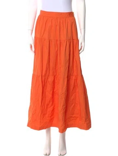 Pre-owned Staud Pleated Accents Midi Length Skirt In Orange