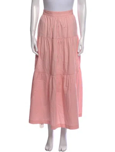 Pre-owned Staud Pleated Accents Midi Length Skirt In Pink