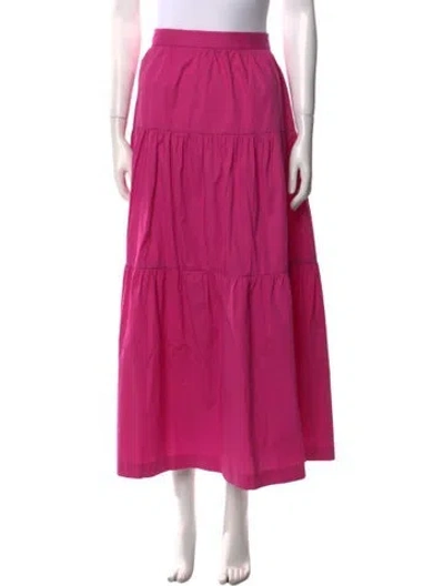 Pre-owned Staud Pleated Accents Midi Length Skirt In Pink