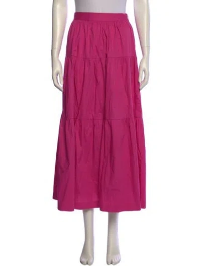 Pre-owned Staud Pleated Accents Midi Length Skirt In Pink