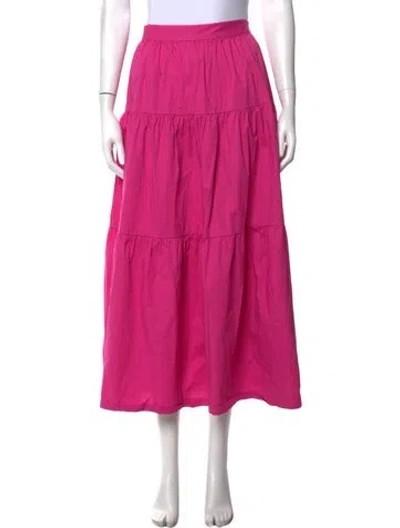 Pre-owned Staud Pleated Accents Midi Length Skirt In Pink