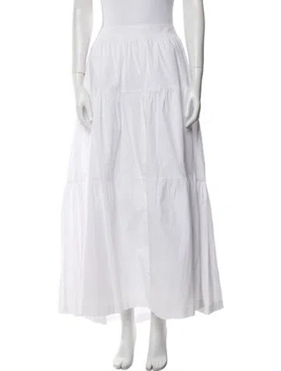 Pre-owned Staud Pleated Accents Midi Length Skirt In White