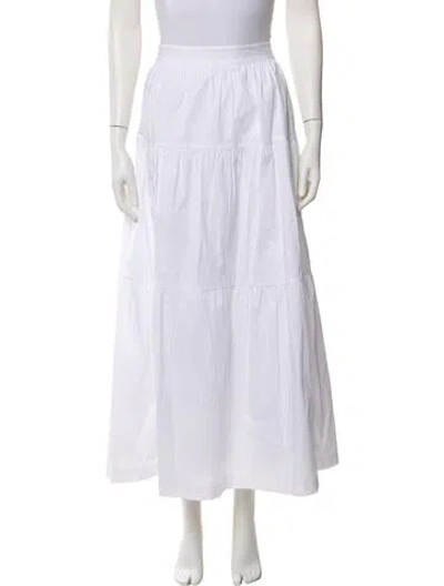 Pre-owned Staud Pleated Accents Midi Length Skirt In White